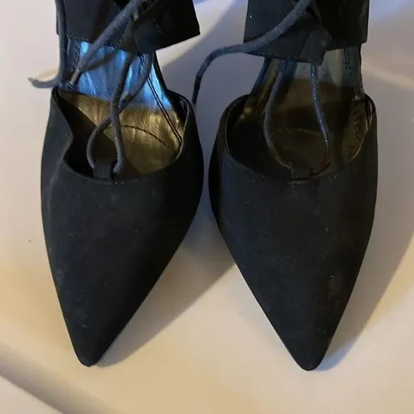 Derek Heart From H&M Sophia Black Lace Up Stiletto Spike Heels 8.5 - Picture 14 of 14